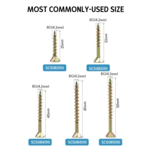 Akord Screw Chipboard Self Embedding Gold Plated Multiple Sizes BOX1000